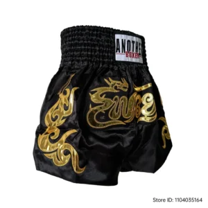 Thai Boxing Shorts Black Muay Thai Shorts Men Women Child Stylish Embroidery BJJ MMA Clothes Gym Fight Kickboxing Training Pants