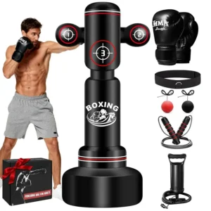 Boxing Bag with Stand for Adult Teens, 70 Freestanding Punching Bag with Boxing Gloves, Men Women Standing Kickboxing Bag, Kickb