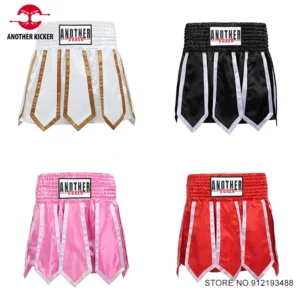 Muay Thai Shorts Lotus Ribbon Kick Boxing Shorts Women Men Kids Fight Kickboxing Pants Sport MMA Grappling Martial Arts Clothing